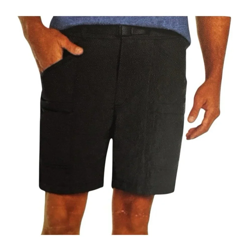 Eddie Bauer Men's L Ripstop Tech Short Black Nylon Belt NWT Inseam 7.75
